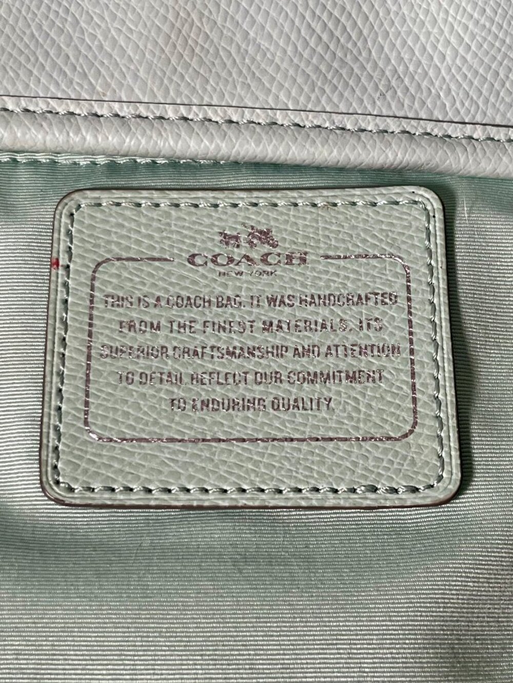 Coach City Zip Tote Seafoam Green Pebbled Leather Tote Shoulder Bag + COA - Picture 14 of 16